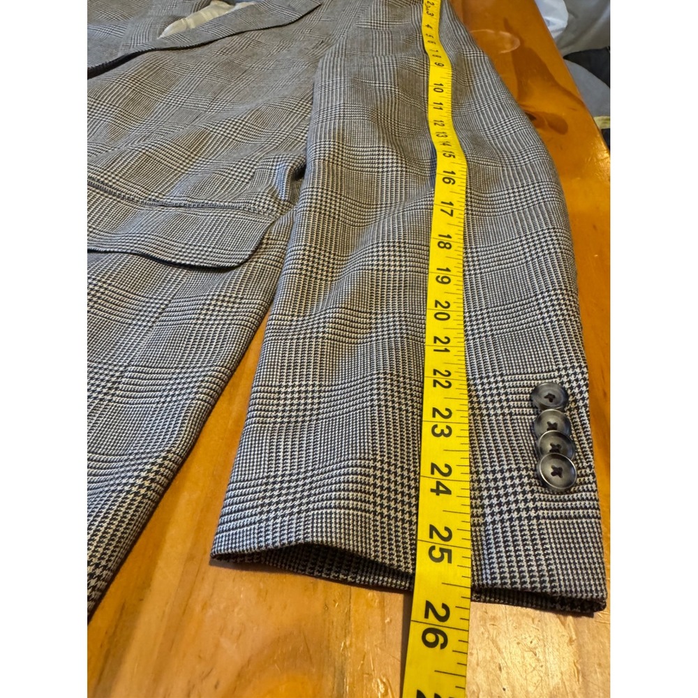 BROOKS BROTHERS Mens Silk‎ Wool Glen Plaid Blazer Sport Coat 44R business Casual - Picture 7 of 11